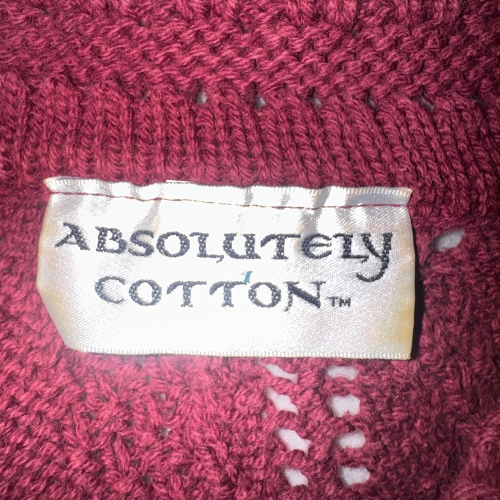 Absolutely Cotton Raspberry Open-Knit V-Neck Sweater - Picture 3 of 6